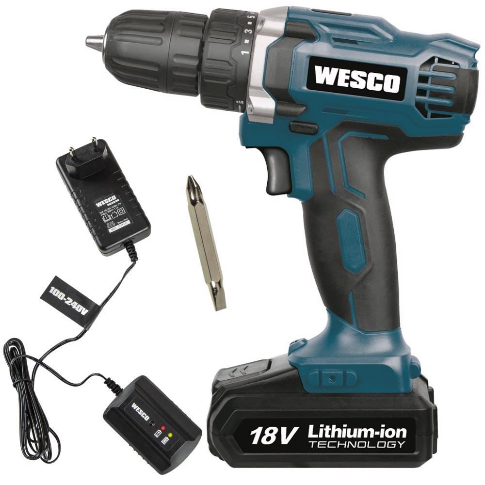 Parafusadeira Furadeira 18V 3/8 POL com Bateria Carregador Bivolt e Bits WS2972 WESCO em Oferta na Shopee