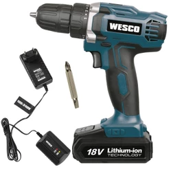 Parafusadeira Furadeira 18V 3/8 POL com Bateria Carregador Bivolt e Bits WS2972 WESCO