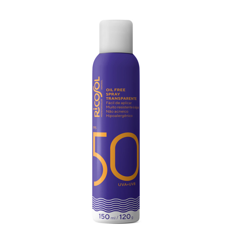 Protetor Solar Aerosol Spray Oil Free Ricosol FPS 50 - Toque Seco - 150ml