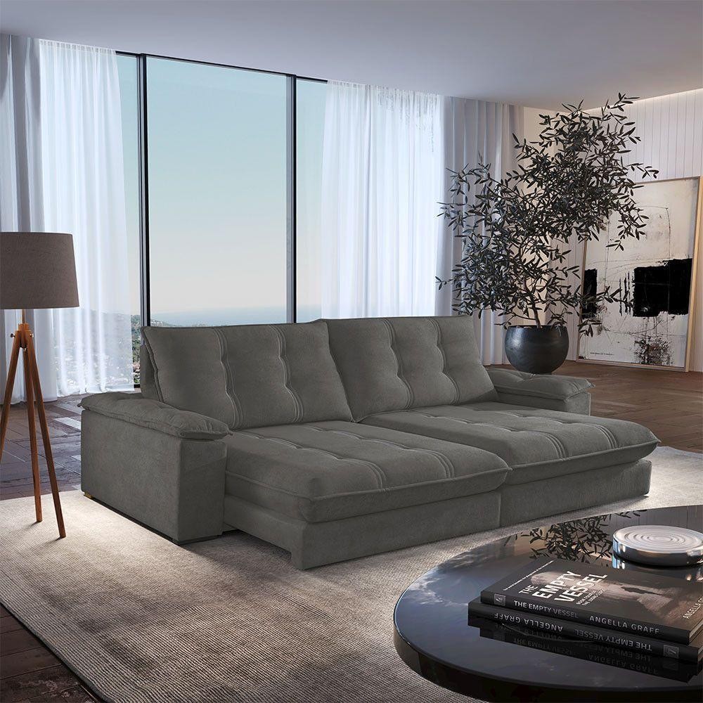 Sofá Dublin 02 Módulos De 80cm Br25cm Meu Sofá Online A231 Linho Cinza Escuro