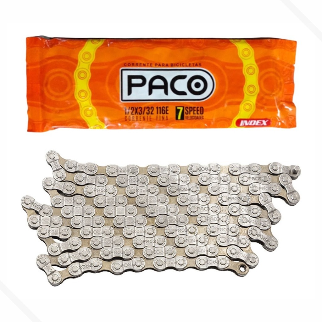 Corrente Index Bike 6v 7v 8v 18/21/24 Marchas 1/2x3/32 116 Elos Bicicleta M70 Paco em Oferta na Shopee