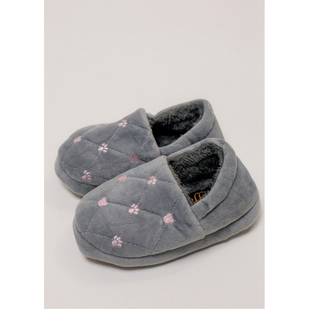 Pantufa Infantil Menina Fechada Peluciada Inverno - Cinza Gatinho