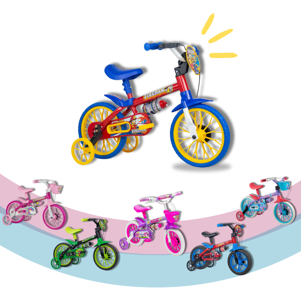 Bicicleta Bicicletinha Menino Infantil Aro 12 +3 Anos Nathor Roda Treinamento modelos dive...