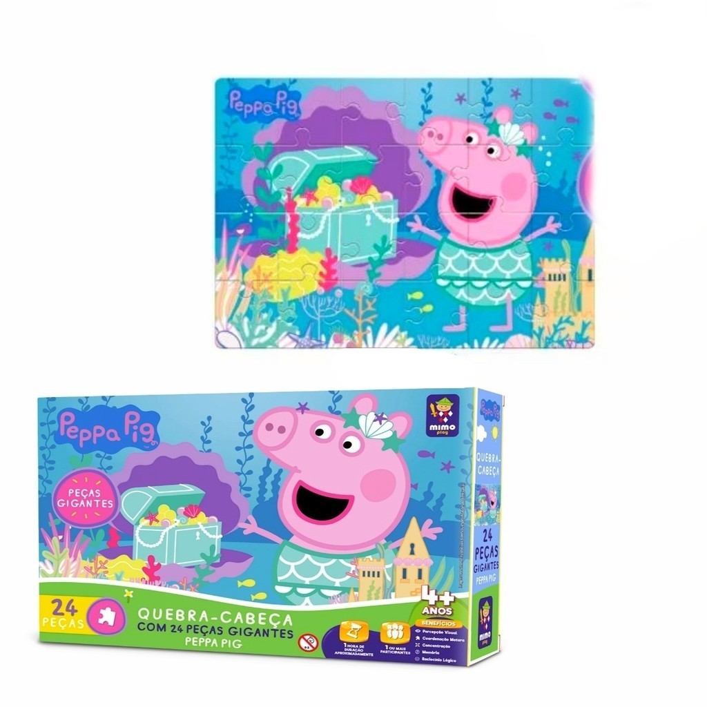Quebra Cabeça Peppa Pig Gigante Tesouro Encantado 24 Peças em Oferta na Shopee