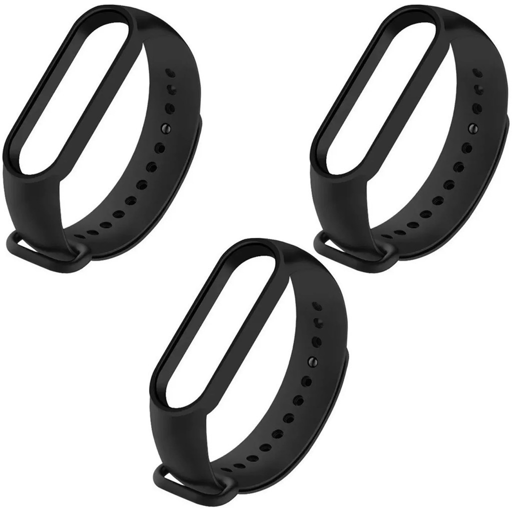 Kit 3 Pulseiras Relogio Inteligente Smartband Smartwatch Silicone 25cm Ajuste 17cm -22cm Cor Preta