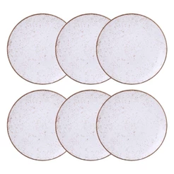 Jogo de Pratos Rasos 6 Pcs Rústico 25 cm Porcelana Decorada Tramontina