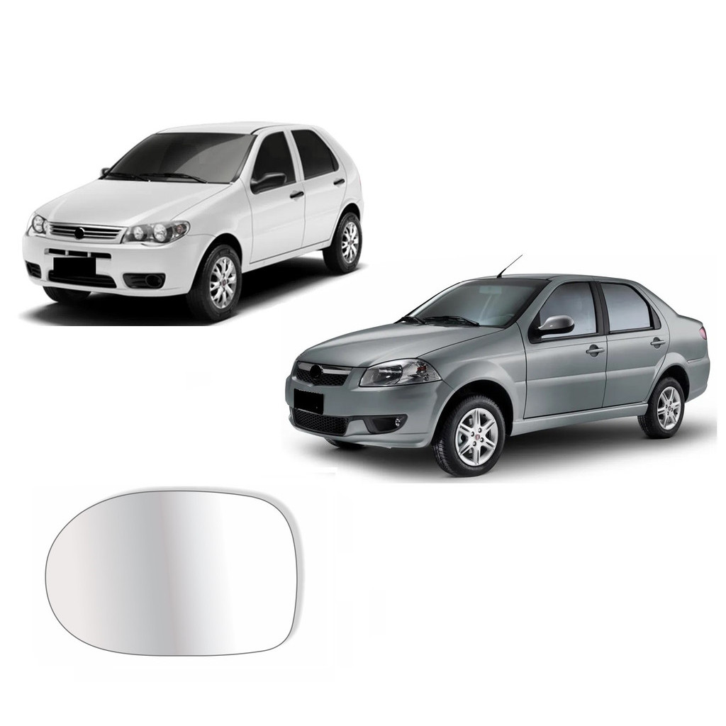 Lente Espelho Retrovisor Lado Esquerdo Palio Economy Siena 2011 2012 2013 2014 2015 2016 Com Base