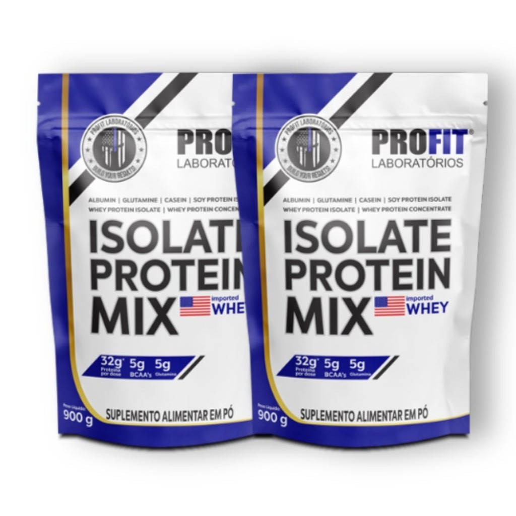 Kit 2x Isolate Protein Mix Whey Protein Refil 900g Profit