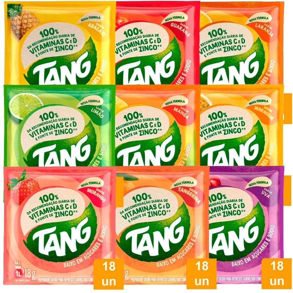 Refresco em Pó Tang 18g c/18 Unidades - Escolha o Sabor