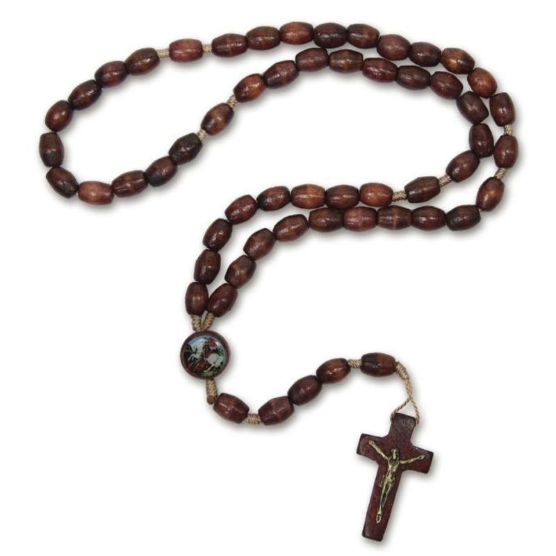 Terço em Madeira de São Jorge, Nossa Senhora, São Bento, 44 cm, Terço de Proteção, Guerreiro, Protegido e Abençoado em Oferta na Shopee