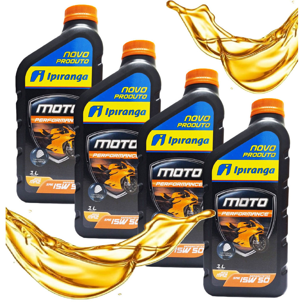 Kit Óleo Ipiranga 15W50 Semissintético Moto Performance 4 Tempos 4 Litros em Oferta na Shopee