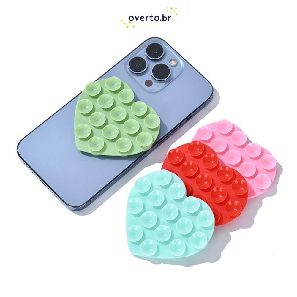 Suporte De Ventosa OVERTO , De Silicone Lavável , Acessórios De Telefone Duráveis Em Forma De Coração Universal