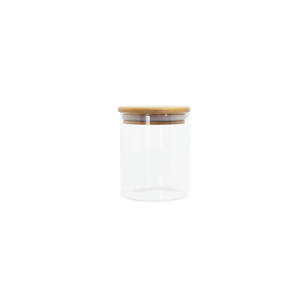 Pote Hermético de Vidro 400ml com Tampa de Bambu Porta Mantimentos Redondo Oikos