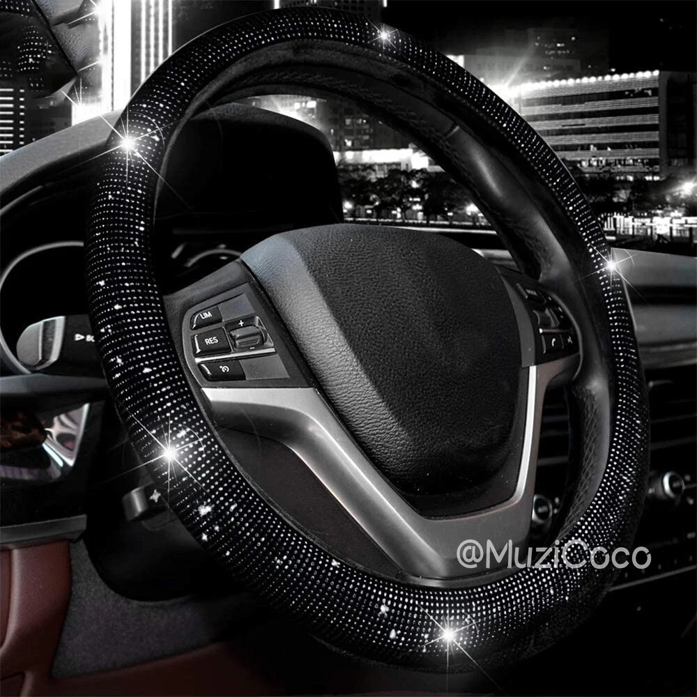 Universal 38CM Rhinestones Tampa Do Volante Com Protetor Antiderrapante Respirável Para Carro Diamante Cristalino em Oferta na Shopee