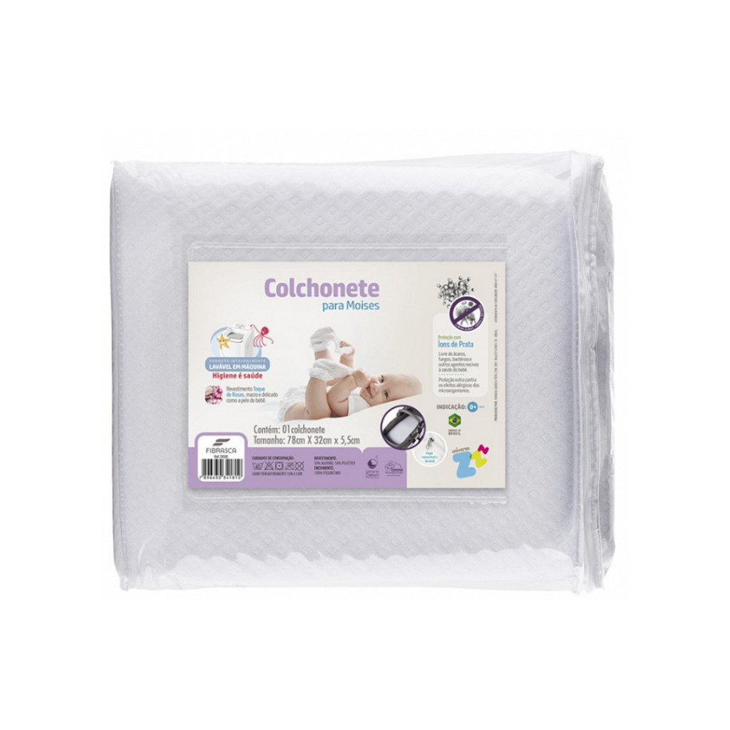 Colchonete para Moises Baby - Tratamento Íons de prata - Fibrasca, Branco, Infantil em Oferta na Shopee