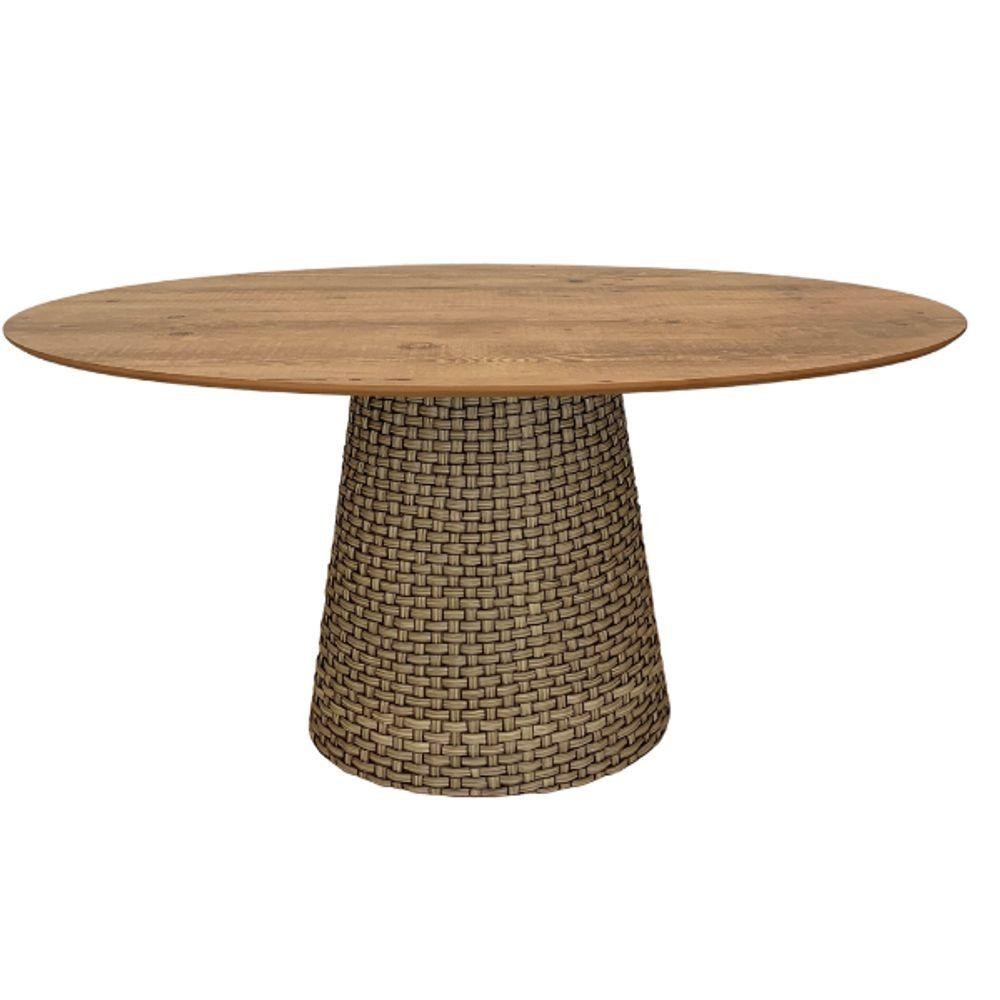Mesa De Jantar Cone Oval 180x100 Cm Tampo Antíqua Base Fibra Sintética Cor Marrom