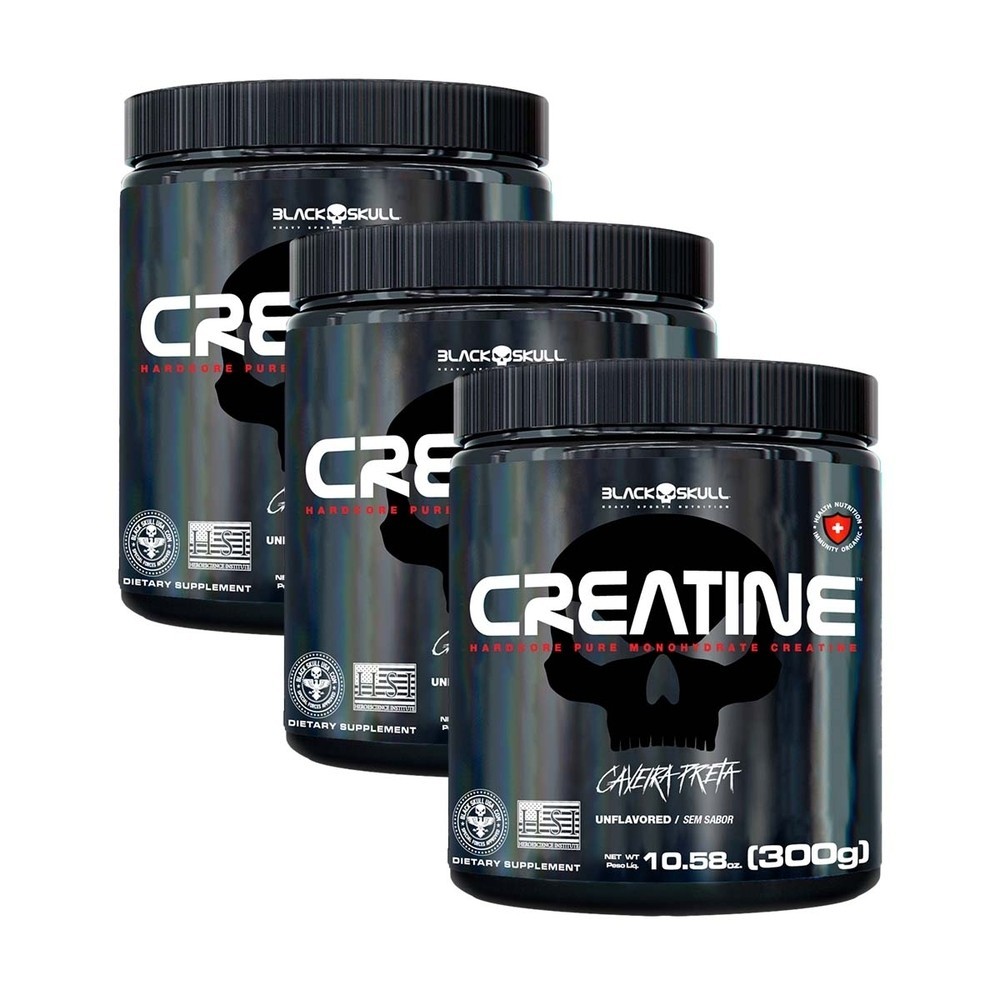 Kit 3 und Creatine Black Skull 5,29Oz 300G em Oferta na Shopee