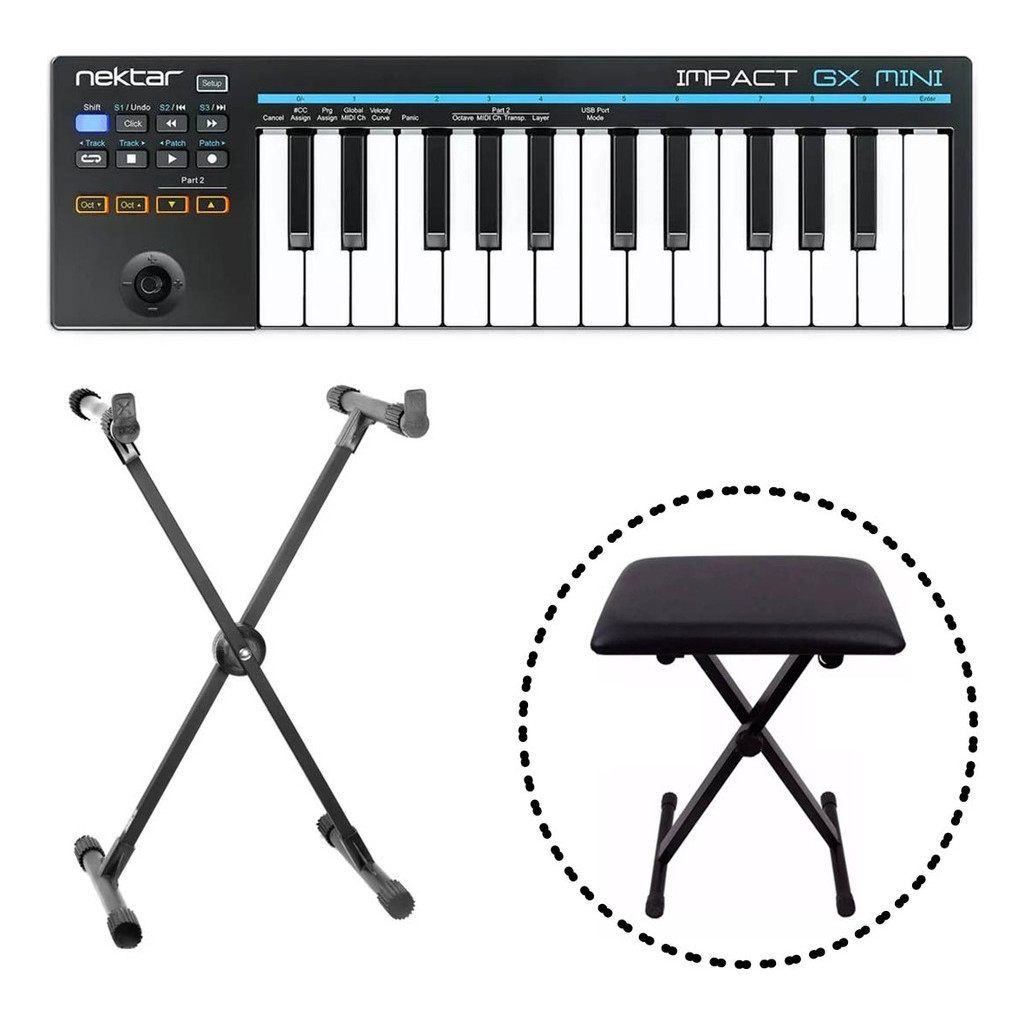 Impact Gx Mini Nektar Teclado Midi Usb 25 T + Banco/suporte