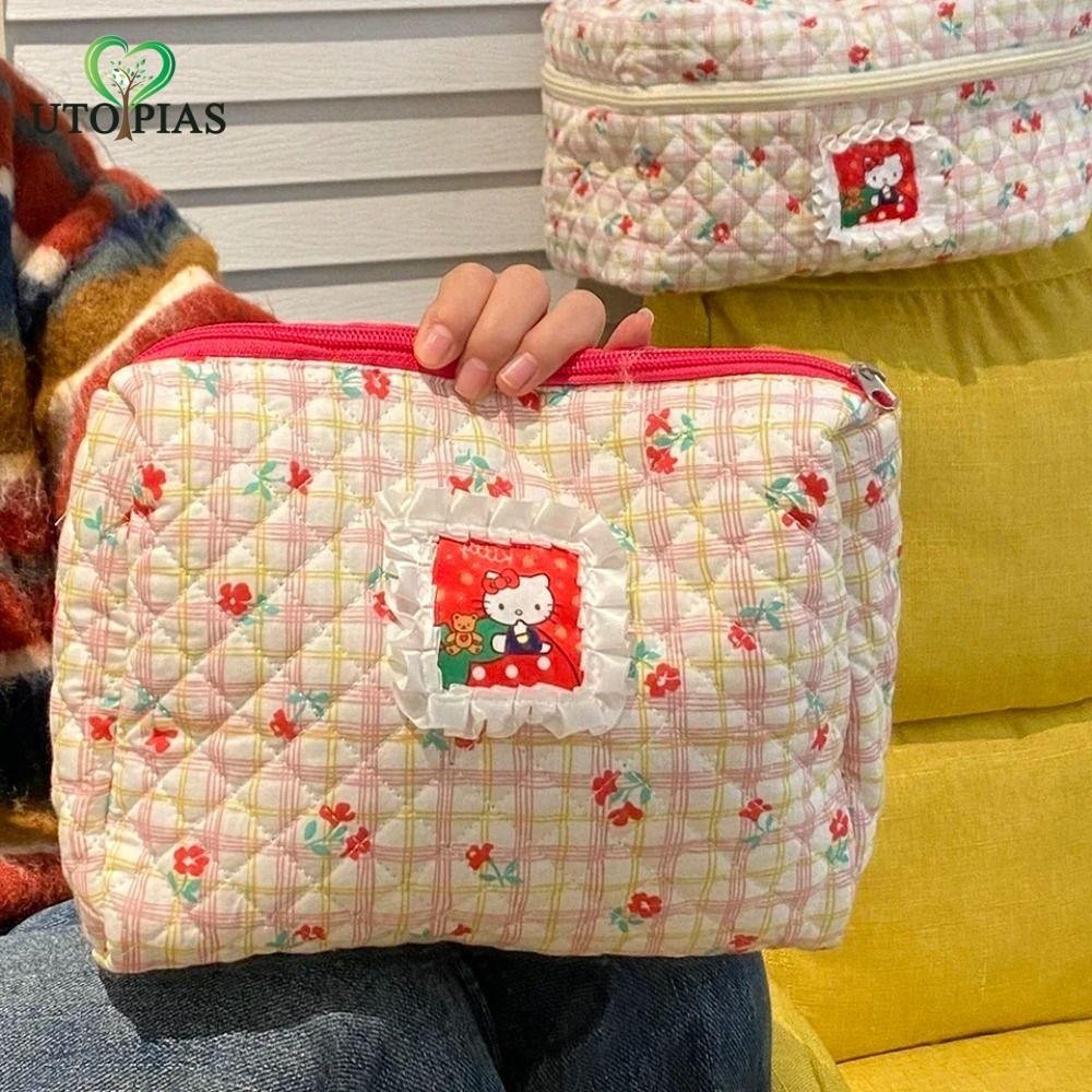 [Saco De Maquiagem Hello Kitty , Portátil De Grande Capacidade Para Armazenamento De Cosméticos , Porta-Objetos Com Zíper De Viagem Mulher Organizadora