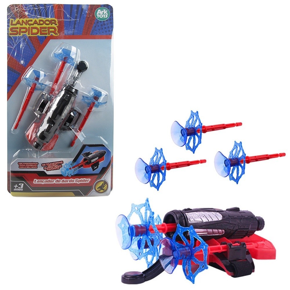 01 Lancador Ventosa Teia Dardo Pulso Mao Spider Brinquedo