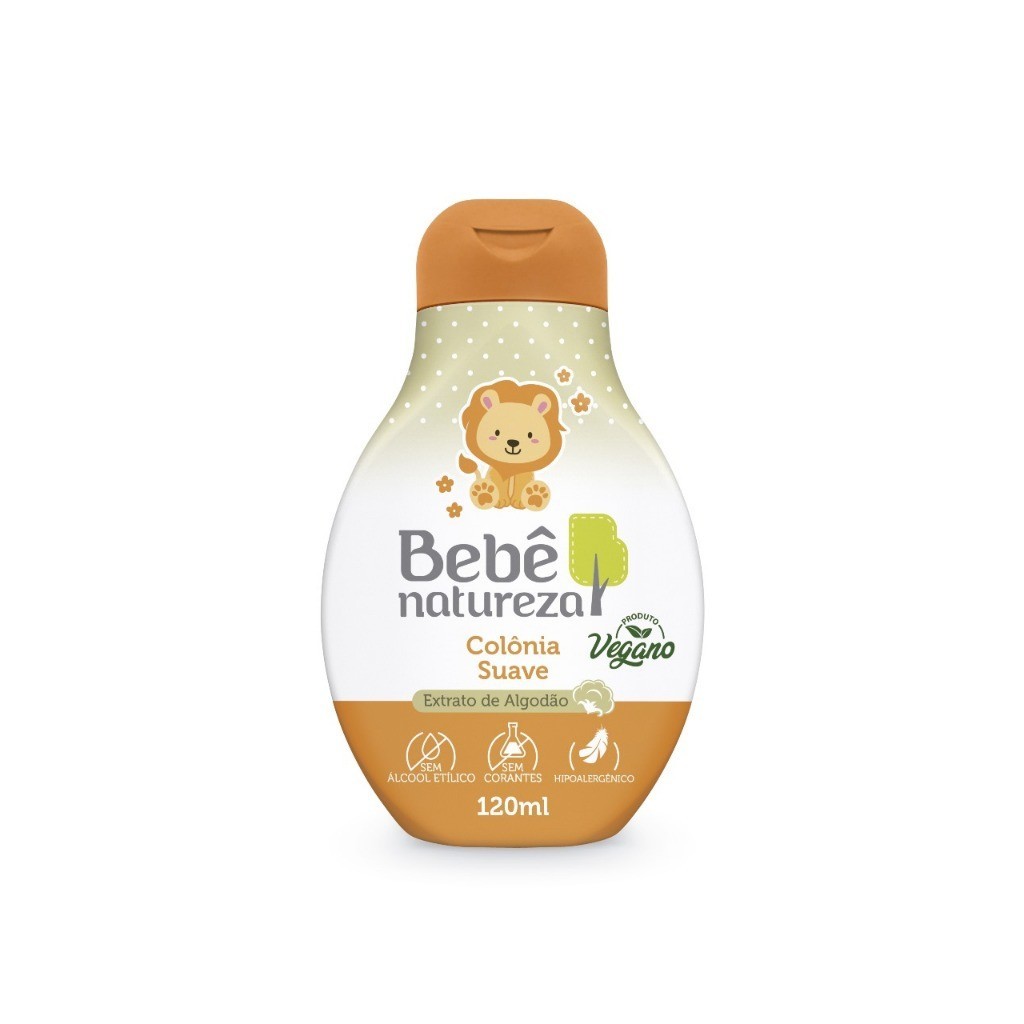 Colônia Suave Extrato de Algodão Bebê Natureza 120ml Hipoalergênico Vegano
