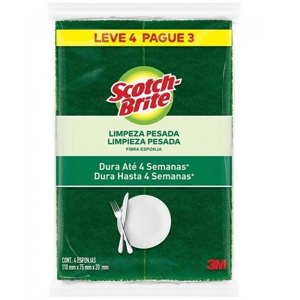 Kit com 4 Esponja Limpeza Pesada SCOCTH Brite em Oferta na Shopee
