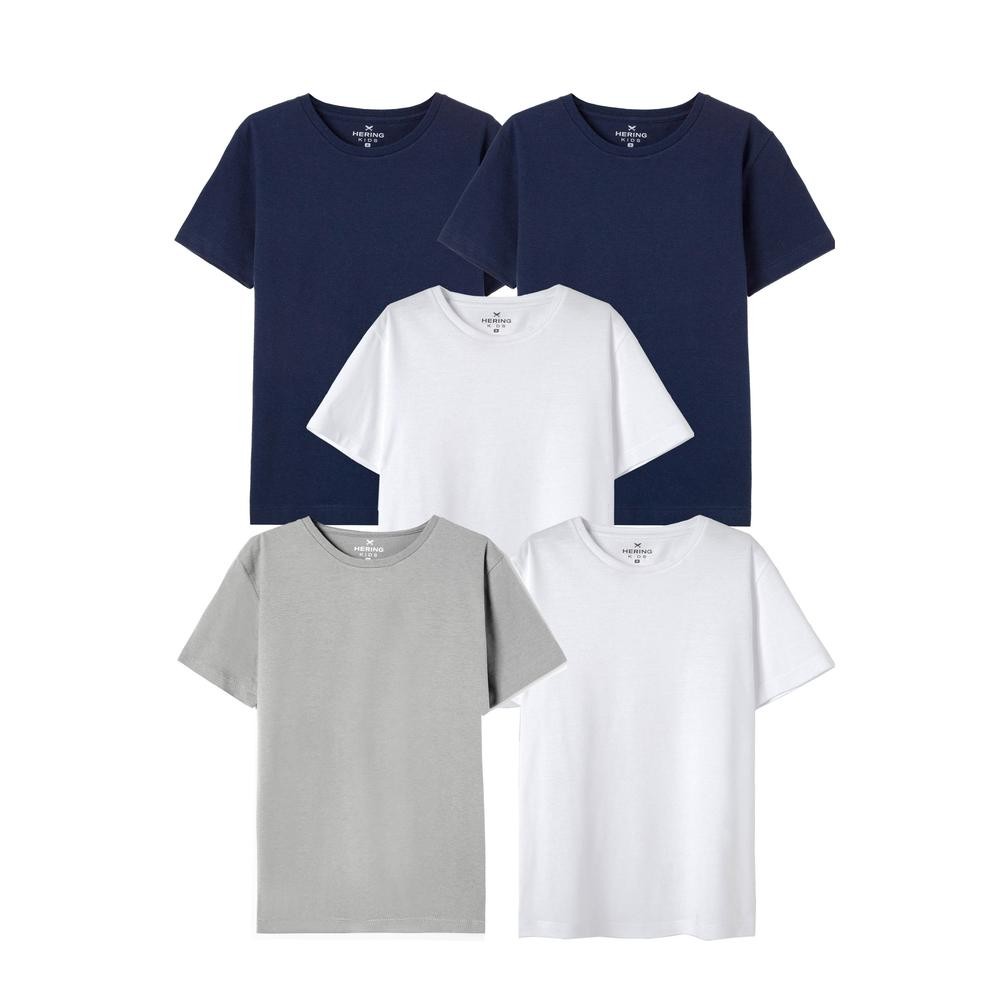 Kit Com 5 Camisetas Básica Infantil Unissex Manga Curta Slim Hering Kids