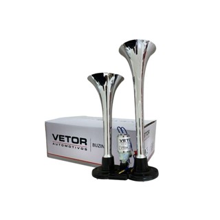 Buzina Ar Corneta Dupla Cromada Com Válvula Solenoide 24v Buzina Ar 2 Corneta Caminhão em Oferta na Shopee