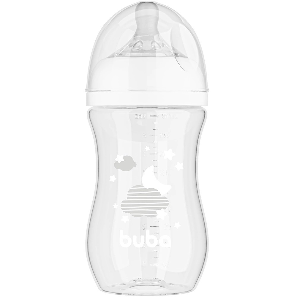 Mamadeira Buba Easy Flow 270ml C/ Bico Fluxo 2 Anticolica Nuvem Branca mamadeira buba