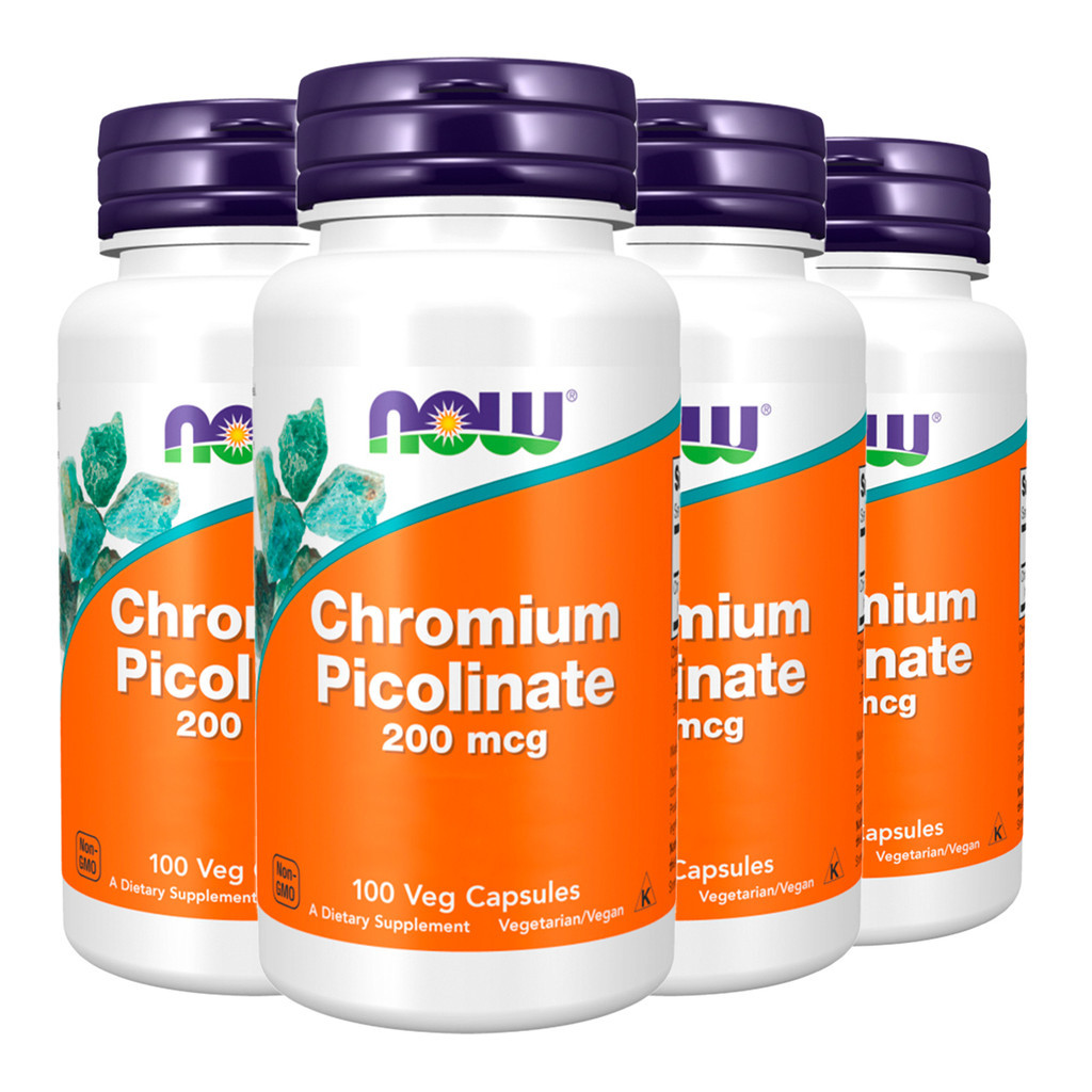 Kit 4x Picolinato Cromo 200mcg Now foods 100 Veg Cáps Importado /Made in Usa em Oferta na Shopee