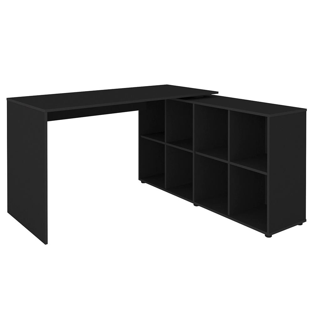 Mesa Escrivaninha em L 140x130cm 8 Nichos Eron A06 Preto - Mpozenato em Oferta na Shopee