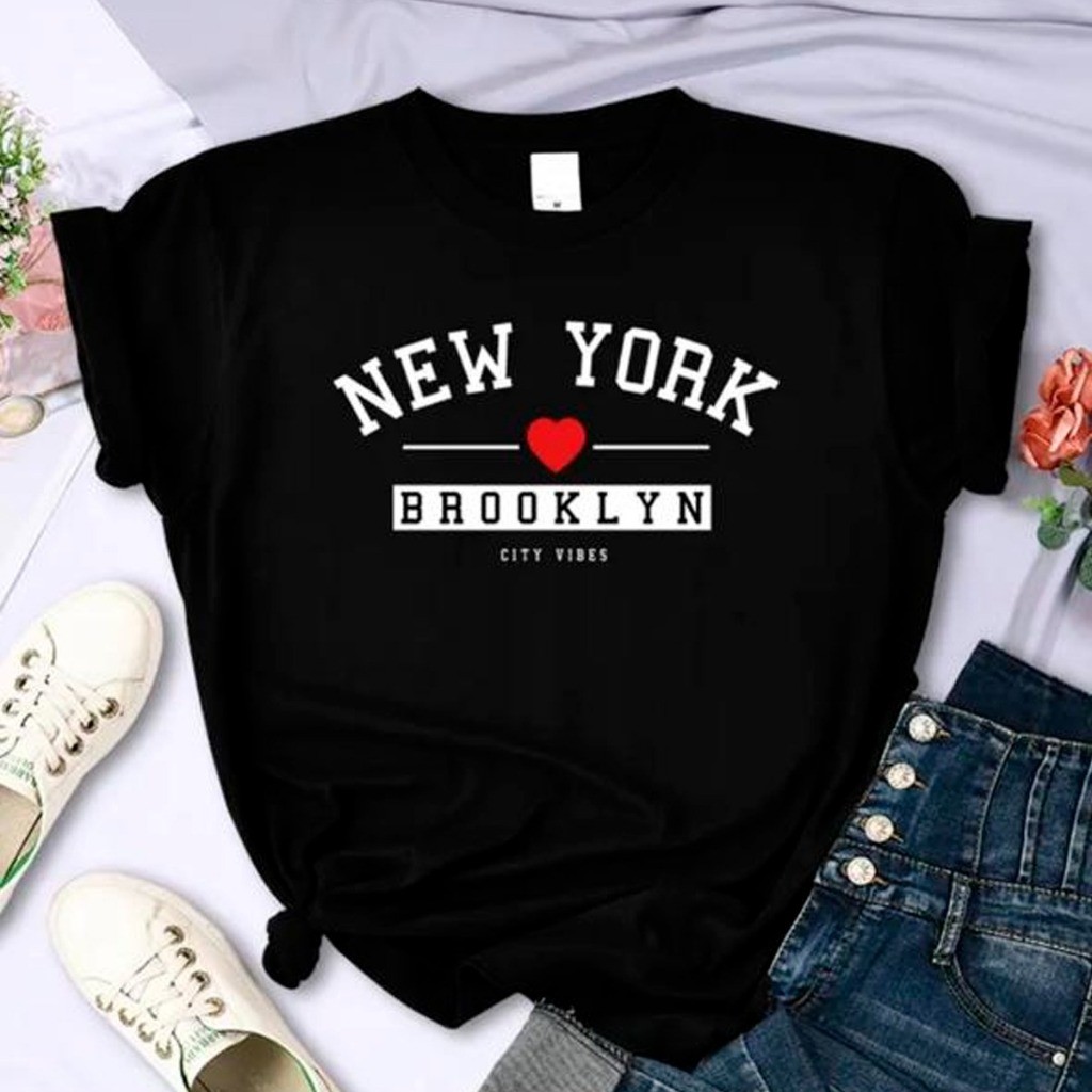 camisa camisa Camiseta Feminina T-Shirt Nova Iorque Brooklyn City Vibes New York envio imediato fashion