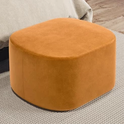 Puff Decorativo Orgânico para Living Quarto 70cm Doha W01 Couríssimo Whisky - Lyam Decor