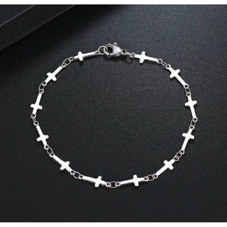 Pulseira elo cruz crucifixo aço inox prata Unissex Masculina Original em Oferta na Shopee