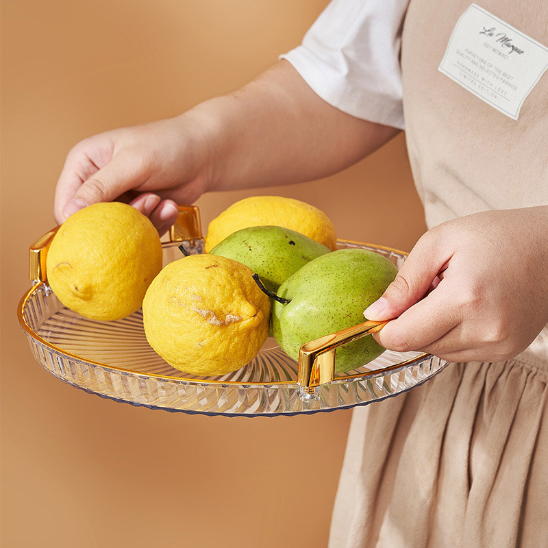 Bandeja Organizadora Decorativa Multiuso Para Servir Nórdica Com Alça e Detalhe em Dourado Decoração de Mesa