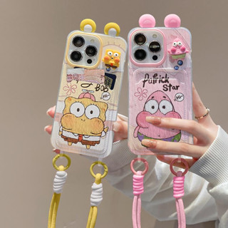 Para IPhone 15 14 13 12 11 Pro Max X XR 7 8 Plus Bonito Dos Desenhos Animados comic Bob Esponja Calça Quadrada Amantes C em Oferta na Shopee