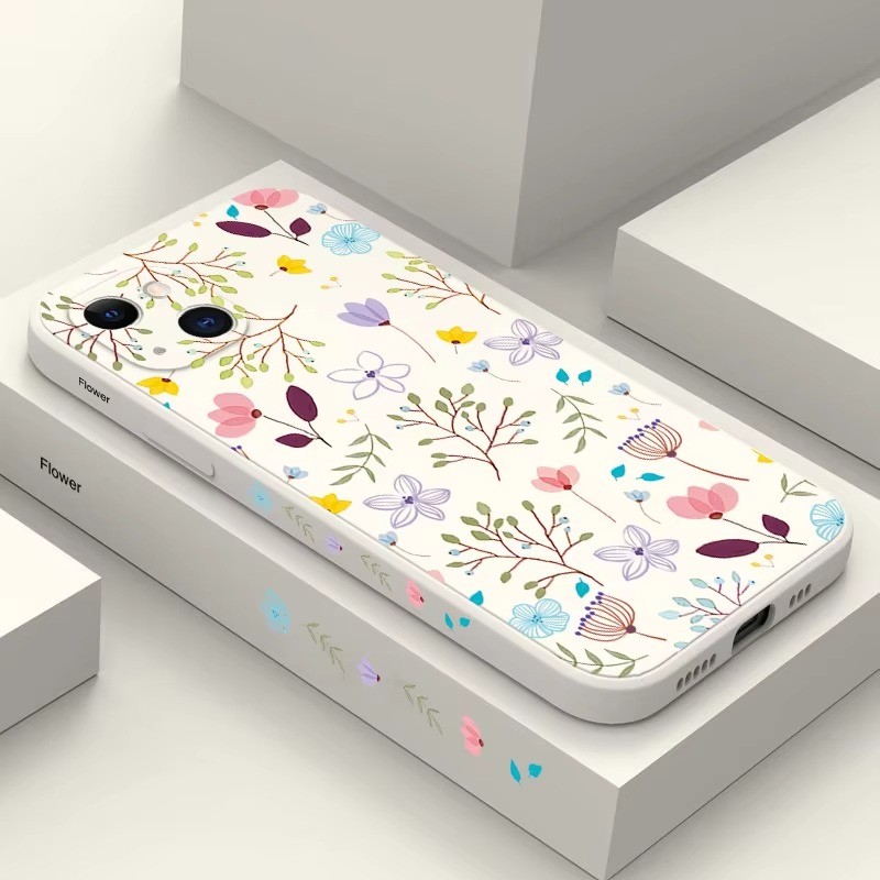 Flores Frescas Coloridas Deixa A Capa Do Telefone Para iPhone 16 11 12 13 14 15 Pro Max XR X XS 14 15 7 8 Plus SE 2020 Mini Padrão Floral Lateral Traseira Reta Macia em Oferta na Shopee