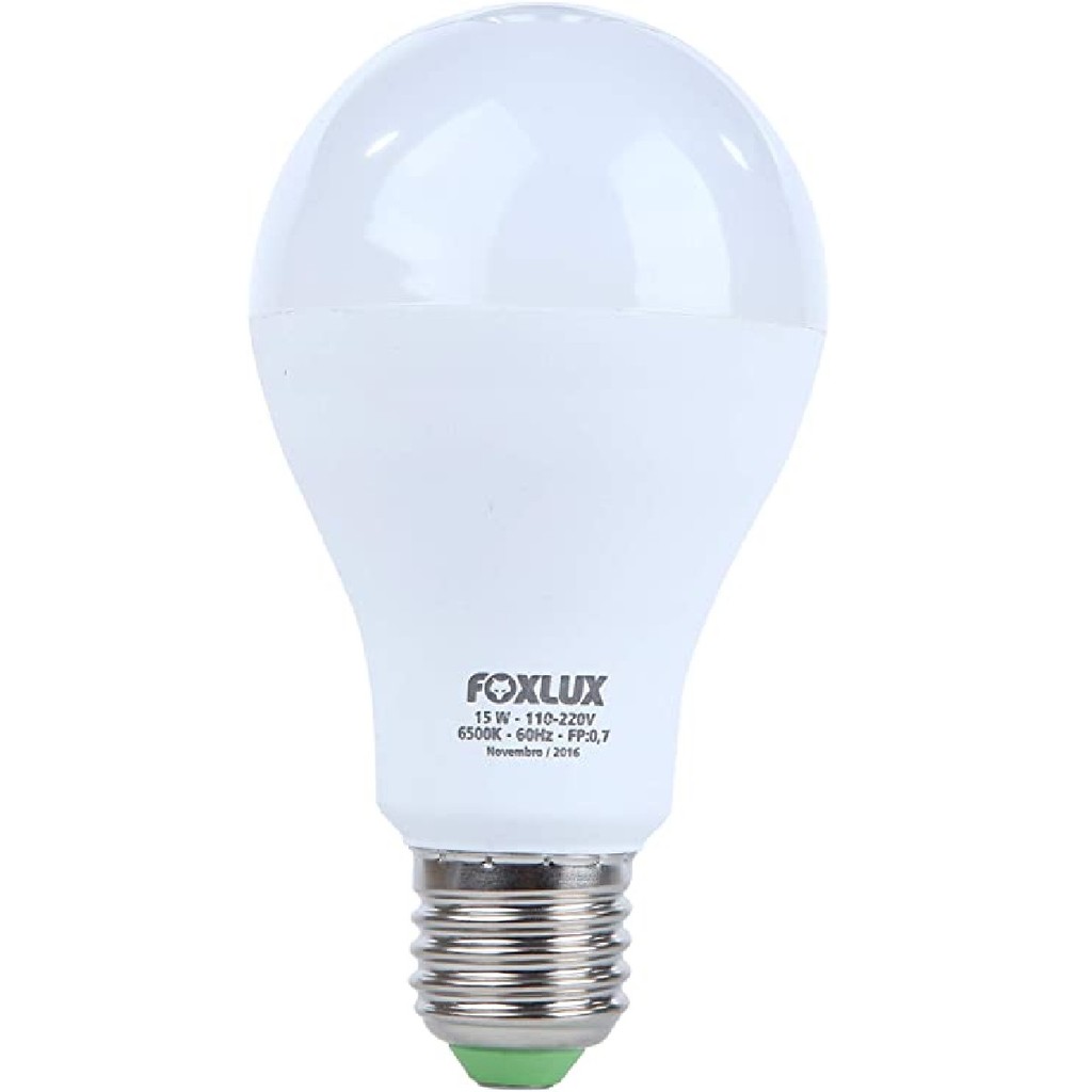 Detalhes do Kit 6 Lâmpada LED Bulbo Foxlux 15W E-27 6500K Bivolt | luz branca intensa, eficiência