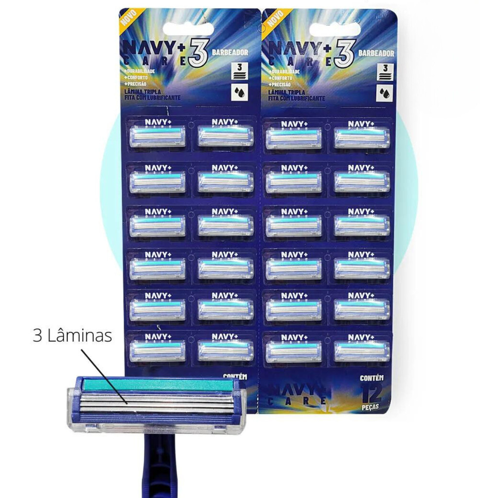 Cartela Com 24un Aparelhos De Barbear 3 Lâminas Navy Promoção em Oferta na Shopee
