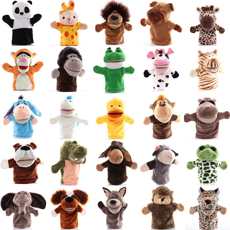 Cartoon animal mão fantoche brinquedo pelúcia boca pode boneca família jogo interativo pai-filho