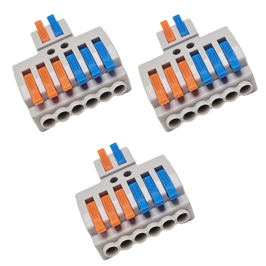 Kit 3x Conector Derivador 2:6 32A 1,5mm a 4mm 074007 InterNEED