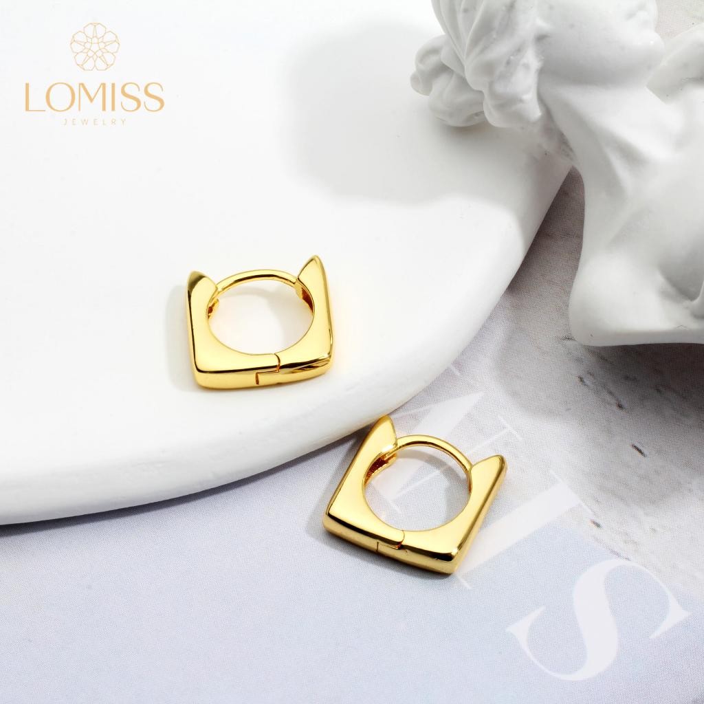 Brinco Delicado  Argola Folheada a Ouro 18k Quadrado Lisa Luxo em Oferta na Shopee