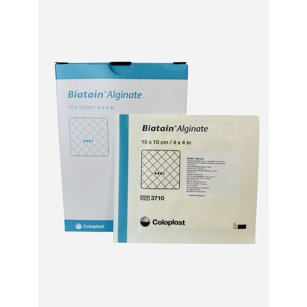 Curativo Biatain Alginato 10x10 Coloplast  - 5 Uni Efeito hemostático Feridas