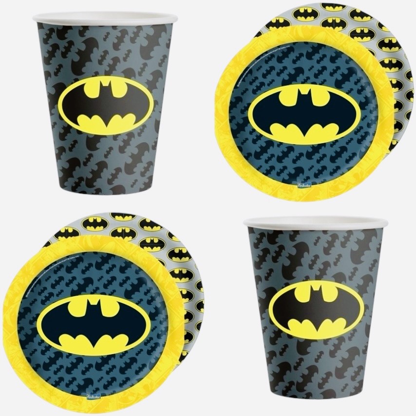 Kit Festa BATMAN  8 Pratos + 8 Copos Descartável 200 Ml Papel - FESTCOLOR em Oferta na Shopee