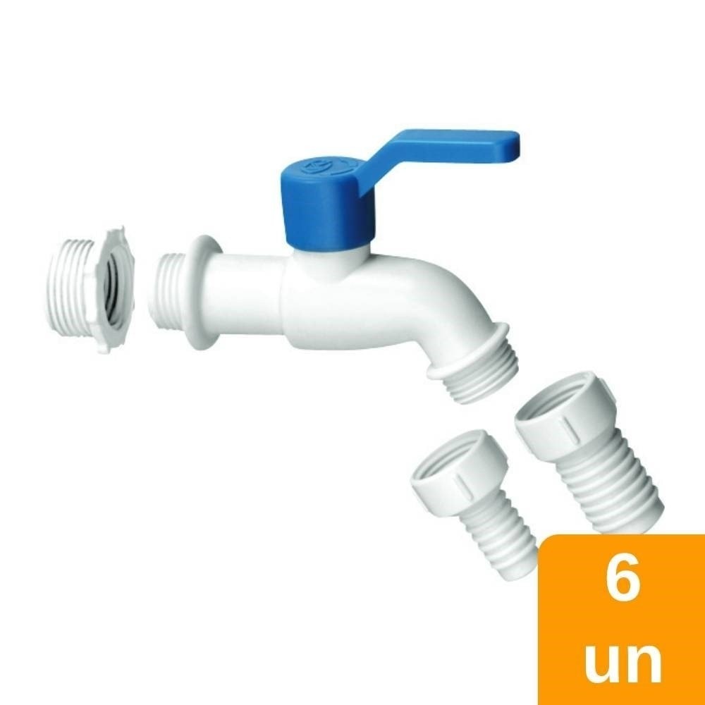 Torneira Esfera Krona para Jardim de PVC 1/2 e 3/4 - Embalagem com 6 Unidades