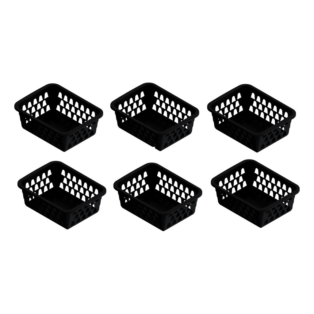Kit 06 Cesto Organizador Multiuso Lavanderia Banheiro Preto 16x12x6cm em Oferta na Shopee