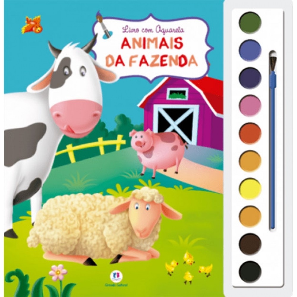 Livro Aquarela Animais da fazenda em Oferta na Shopee