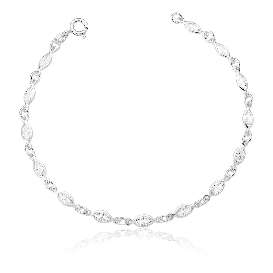 Pulseira navetes em zircônia prata 925 em Oferta na Shopee