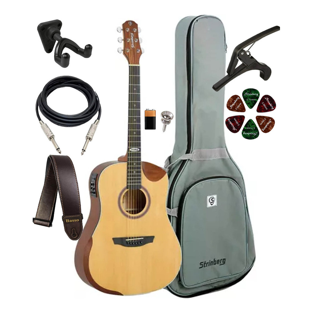 Violão Folk Strinberg Sd201hcr Half Cutaway C/ Bag E Spf