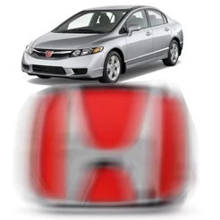 Emblema Vermelho Grade Honda Civic e Fit H Cromado